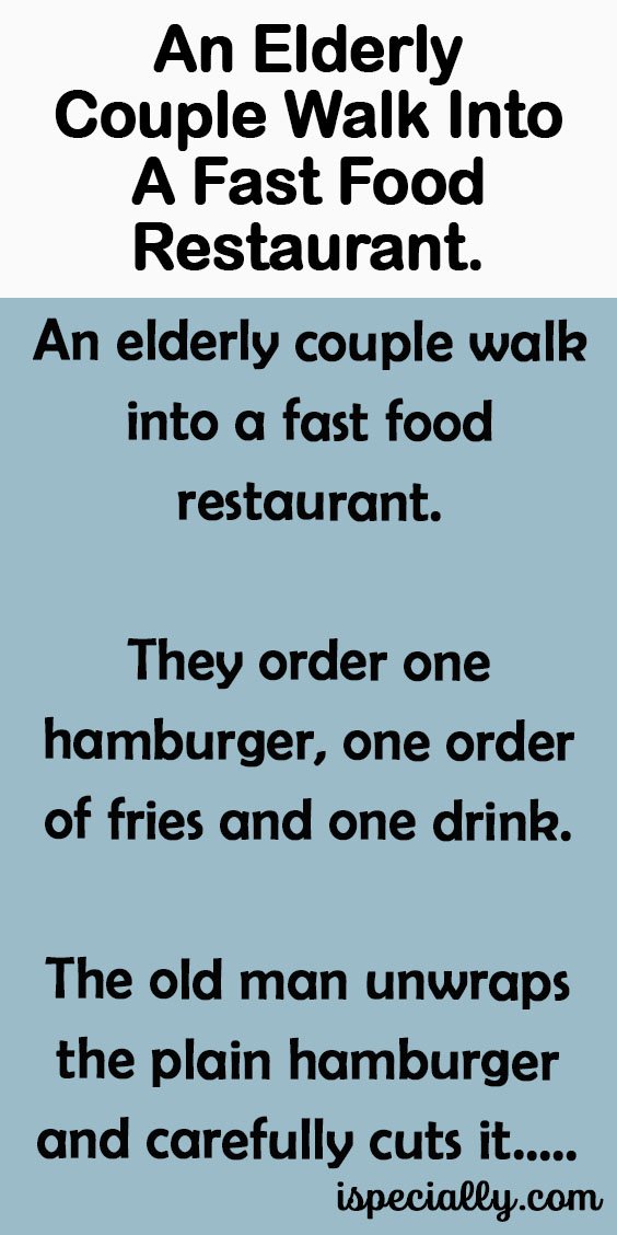 An Elderly Couple Walk Into A Fast Food Restaurant. –